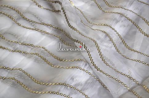 Sequin work, Thread work Embroidery on Dyeable Organza Fabric DnoB7117RFD